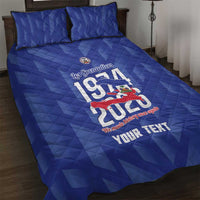 Personalized Haiti Football Quilt Bed Set Les Grenadiers Made History Once Again Blue Color - Wonder Print Shop
