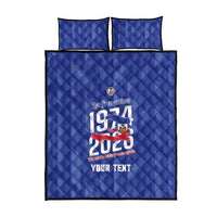 Personalized Haiti Football Quilt Bed Set Les Grenadiers Made History Once Again Blue Color - Wonder Print Shop