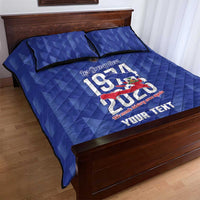 Personalized Haiti Football Quilt Bed Set Les Grenadiers Made History Once Again Blue Color - Wonder Print Shop