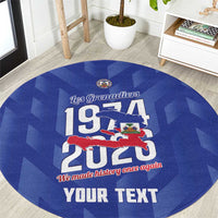 Personalized Haiti Football Round Carpet Les Grenadiers Made History Once Again Blue Color - Wonder Print Shop