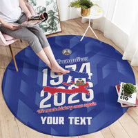 Personalized Haiti Football Round Carpet Les Grenadiers Made History Once Again Blue Color - Wonder Print Shop