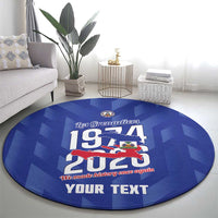 Personalized Haiti Football Round Carpet Les Grenadiers Made History Once Again Blue Color - Wonder Print Shop