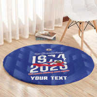 Personalized Haiti Football Round Carpet Les Grenadiers Made History Once Again Blue Color - Wonder Print Shop