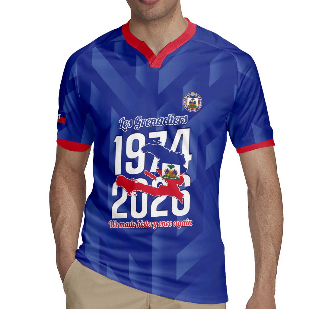 Personalized Haiti Football Rugby Jersey Les Grenadiers Made History Once Again Blue Color - Wonder Print Shop