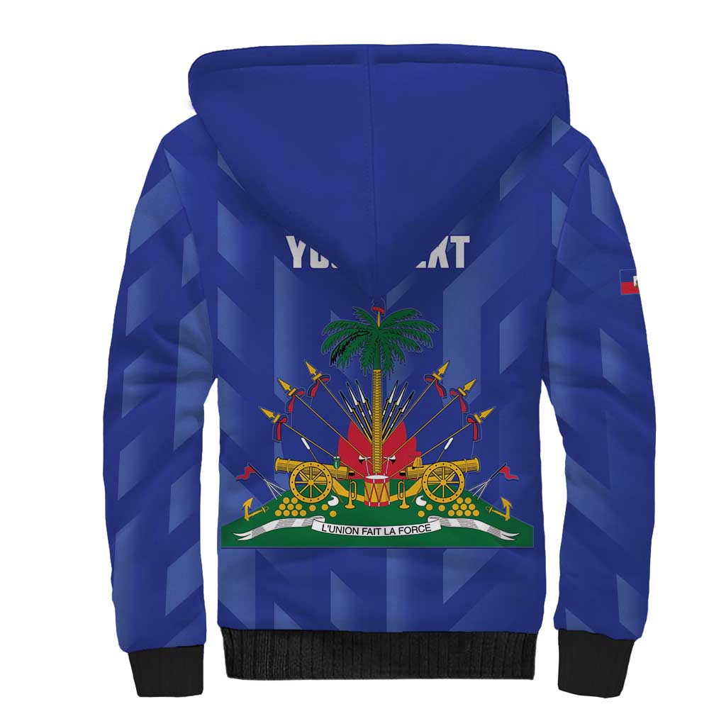 Personalized Haiti Football Sherpa Hoodie Les Grenadiers Made History Once Again Blue Color - Wonder Print Shop