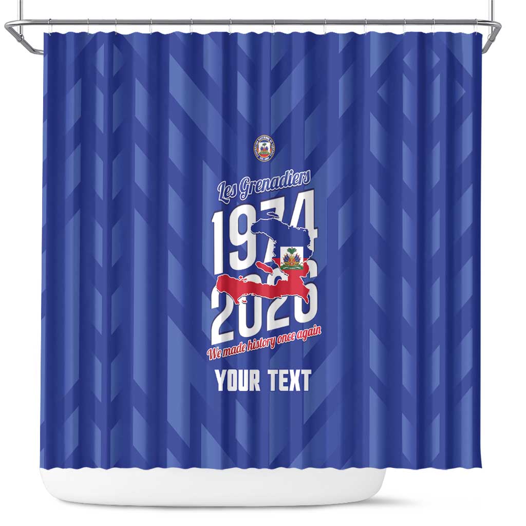 Personalized Haiti Football Shower Curtain Les Grenadiers Made History Once Again Blue Color - Wonder Print Shop