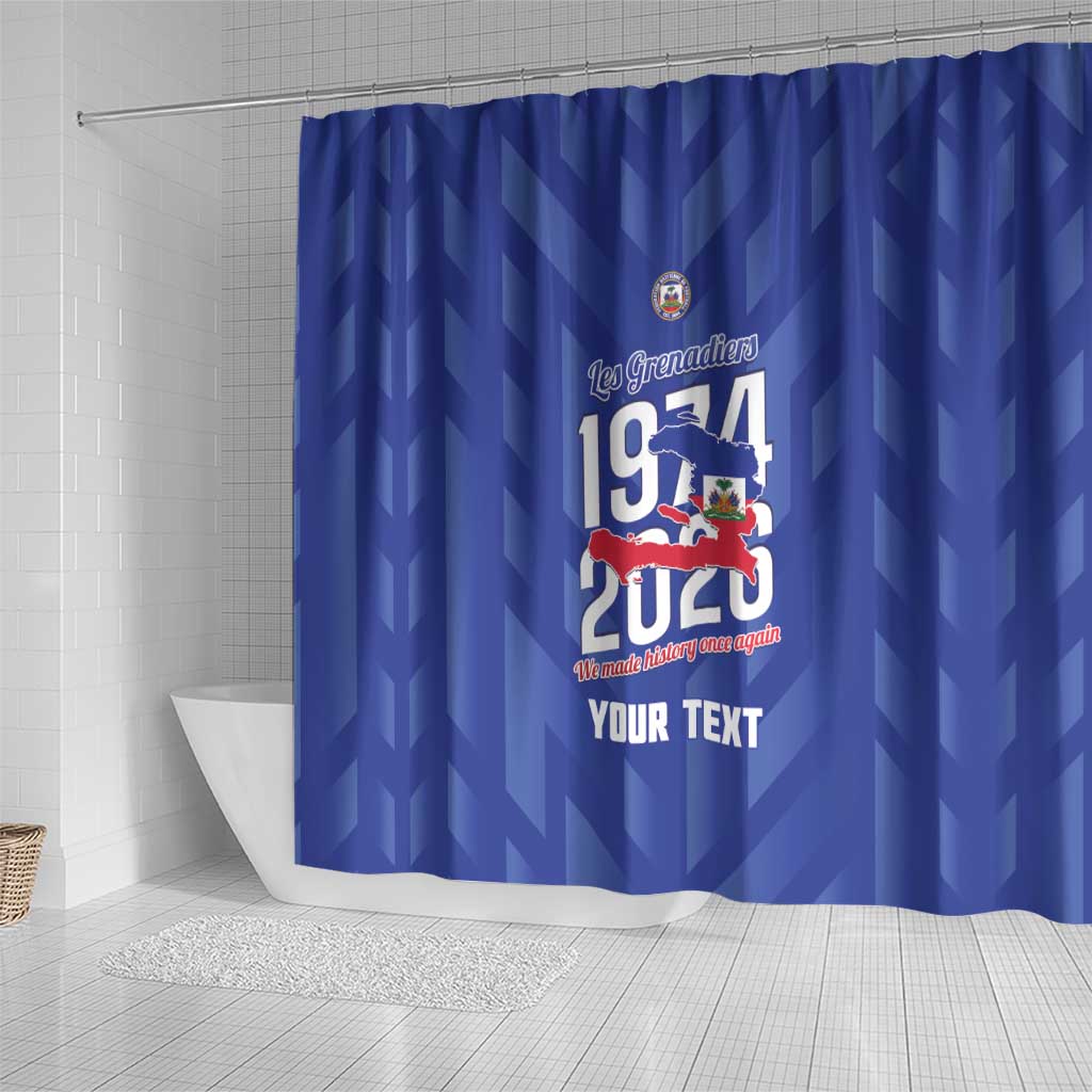 Personalized Haiti Football Shower Curtain Les Grenadiers Made History Once Again Blue Color - Wonder Print Shop