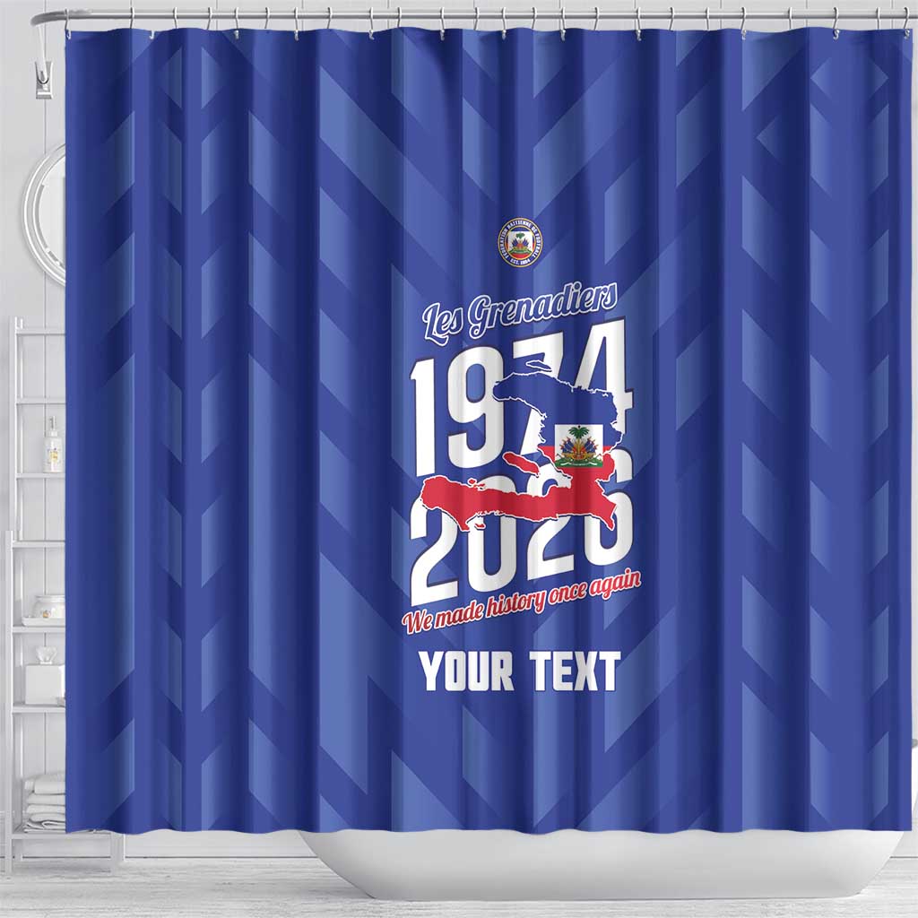 Personalized Haiti Football Shower Curtain Les Grenadiers Made History Once Again Blue Color - Wonder Print Shop