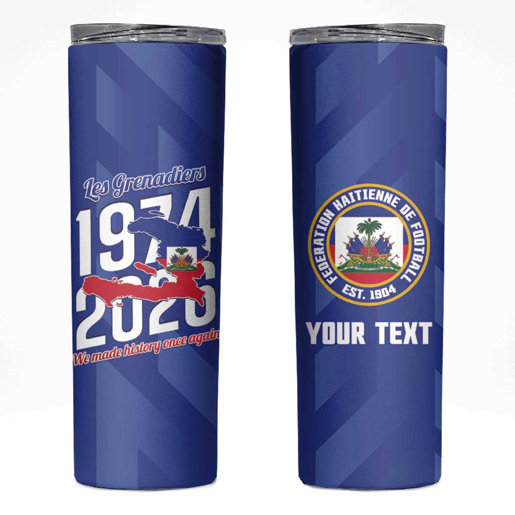Personalized Haiti Football Skinny Tumbler Les Grenadiers Made History Once Again Blue Color - Wonder Print Shop