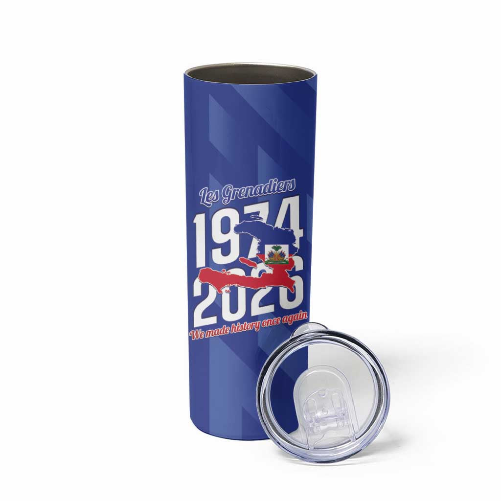 Personalized Haiti Football Skinny Tumbler Les Grenadiers Made History Once Again Blue Color - Wonder Print Shop