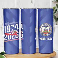 Personalized Haiti Football Skinny Tumbler Les Grenadiers Made History Once Again Blue Color - Wonder Print Shop