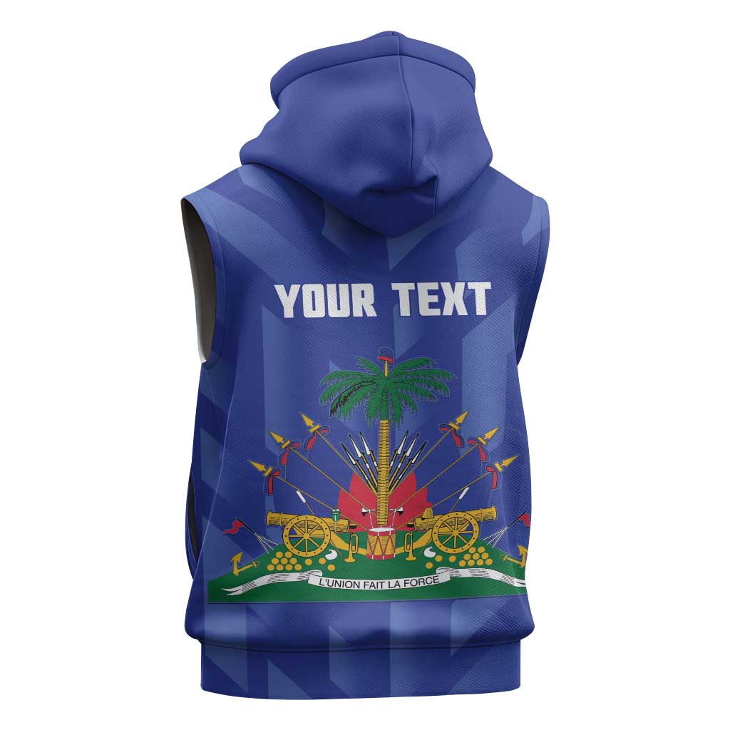 Personalized Haiti Football Sleeveless Hoodie Les Grenadiers Made History Once Again Blue Color - Wonder Print Shop