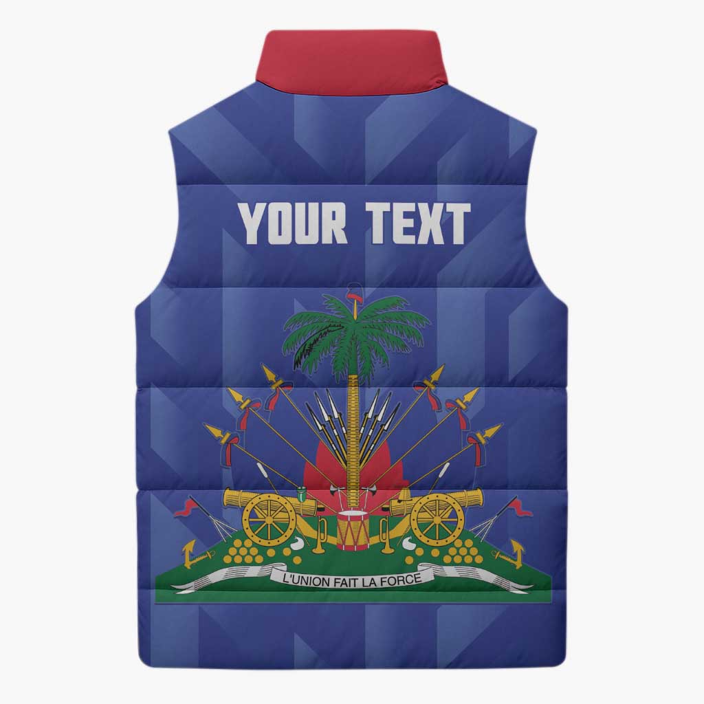 Personalized Haiti Football Sleeveless Puffer Jacket Les Grenadiers Made History Once Again Blue Color - Wonder Print Shop