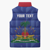 Personalized Haiti Football Sleeveless Puffer Jacket Les Grenadiers Made History Once Again Blue Color - Wonder Print Shop