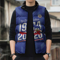 Personalized Haiti Football Sleeveless Puffer Jacket Les Grenadiers Made History Once Again Blue Color - Wonder Print Shop
