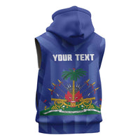 Personalized Haiti Football Sleeveless Zip Hoodie Les Grenadiers Made History Once Again Blue Color - Wonder Print Shop