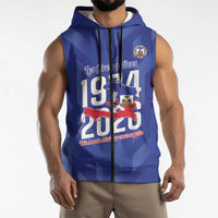 Personalized Haiti Football Sleeveless Zip Hoodie Les Grenadiers Made History Once Again Blue Color - Wonder Print Shop