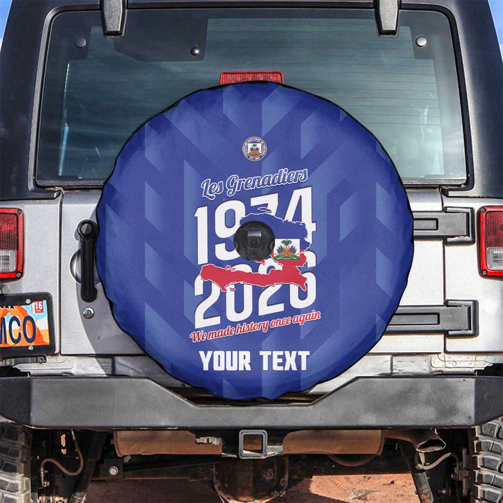 Personalized Haiti Football Spare Tire Cover Les Grenadiers Made History Once Again Blue Color - Wonder Print Shop
