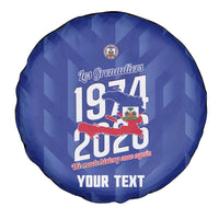 Personalized Haiti Football Spare Tire Cover Les Grenadiers Made History Once Again Blue Color - Wonder Print Shop