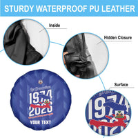 Personalized Haiti Football Spare Tire Cover Les Grenadiers Made History Once Again Blue Color - Wonder Print Shop