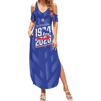 Personalized Haiti Football Summer Maxi Dress Les Grenadiers Made History Once Again Blue Color - Wonder Print Shop
