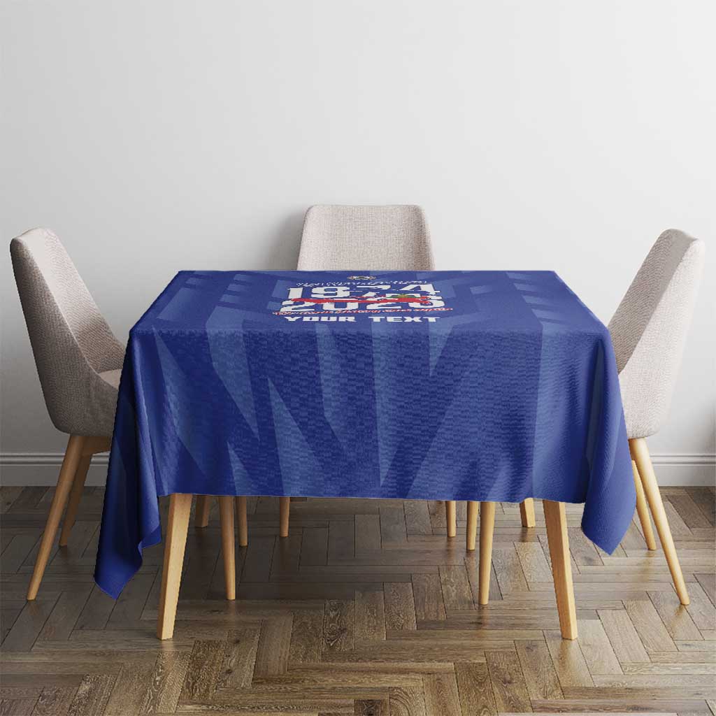 Personalized Haiti Football Tablecloth Les Grenadiers Made History Once Again Blue Color - Wonder Print Shop