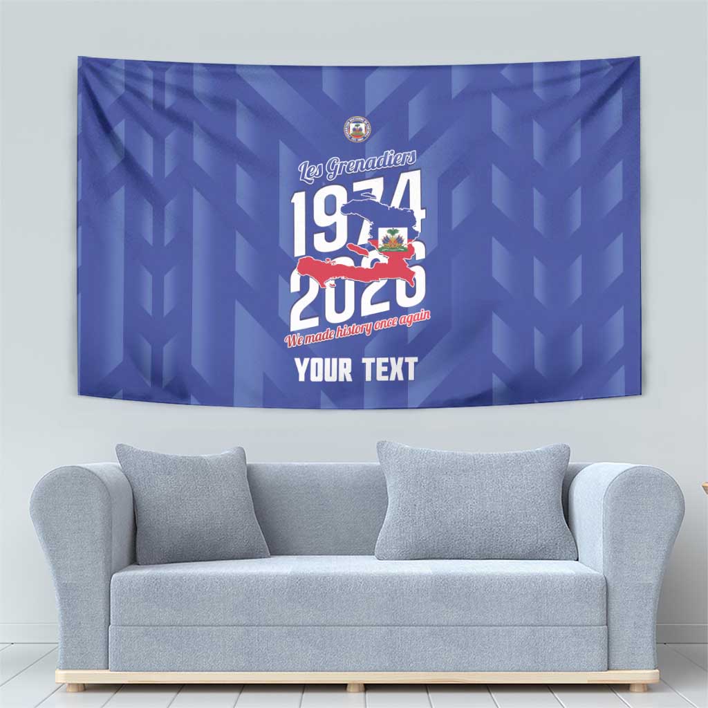 Personalized Haiti Football Tapestry Les Grenadiers Made History Once Again Blue Color - Wonder Print Shop