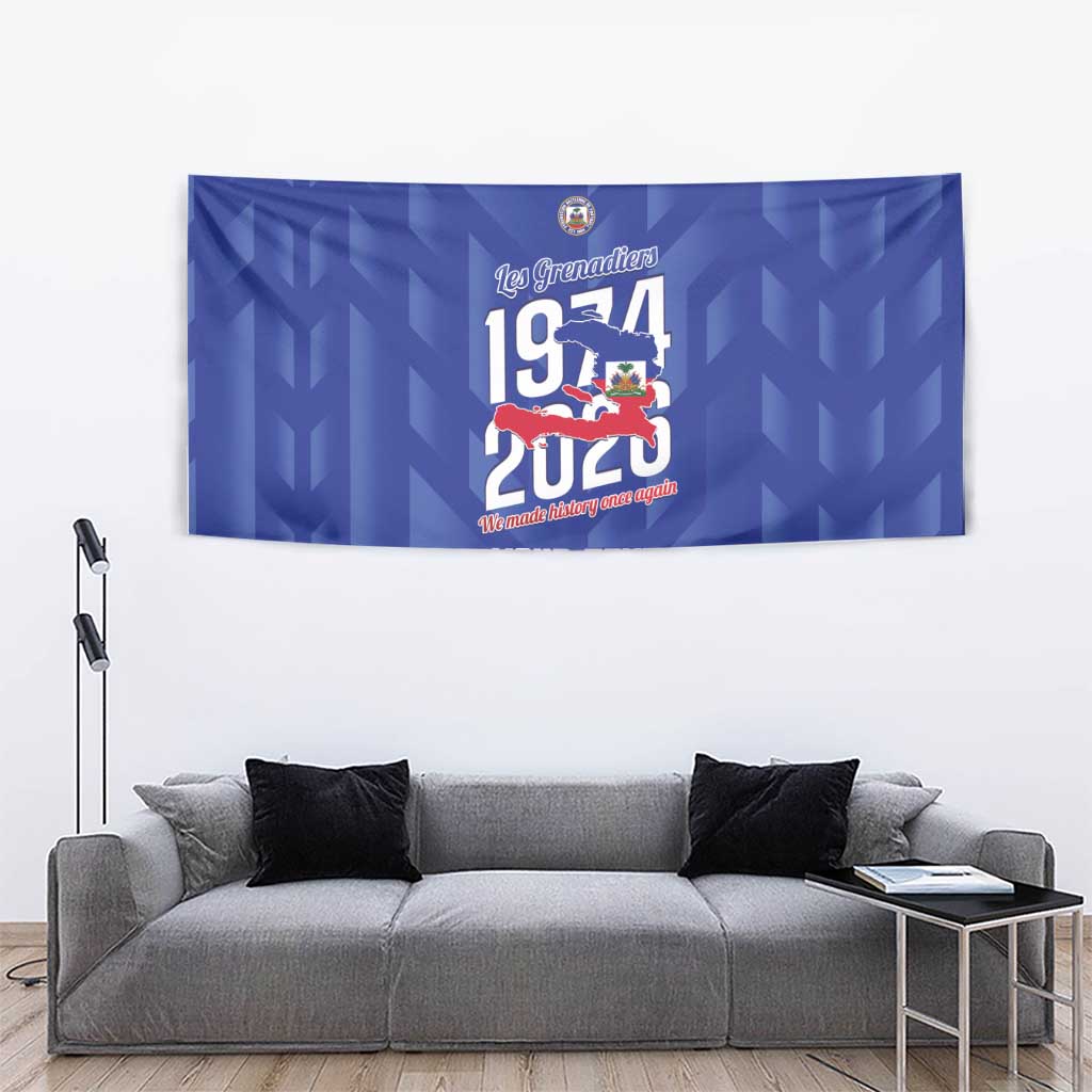 Personalized Haiti Football Tapestry Les Grenadiers Made History Once Again Blue Color - Wonder Print Shop