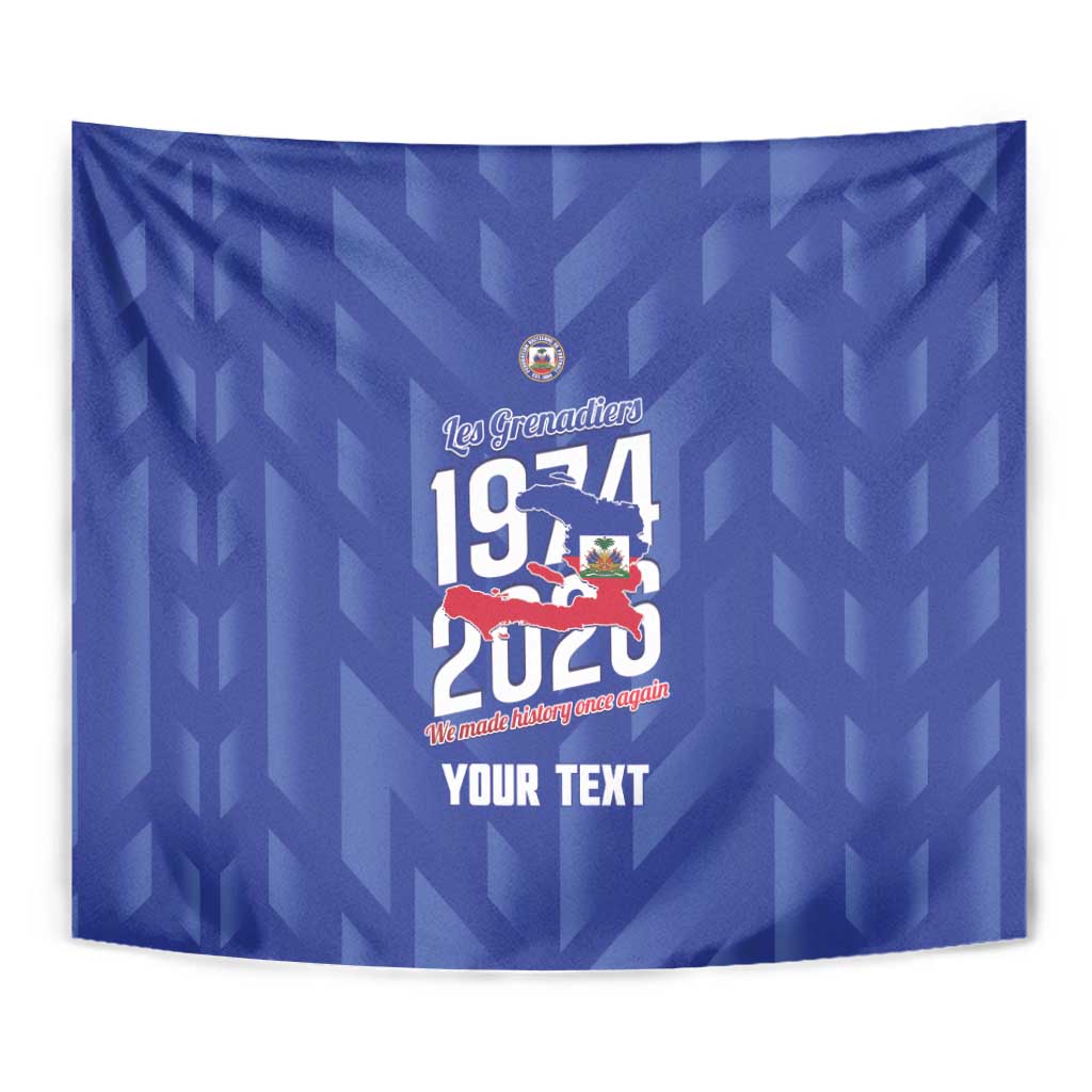 Personalized Haiti Football Tapestry Les Grenadiers Made History Once Again Blue Color - Wonder Print Shop
