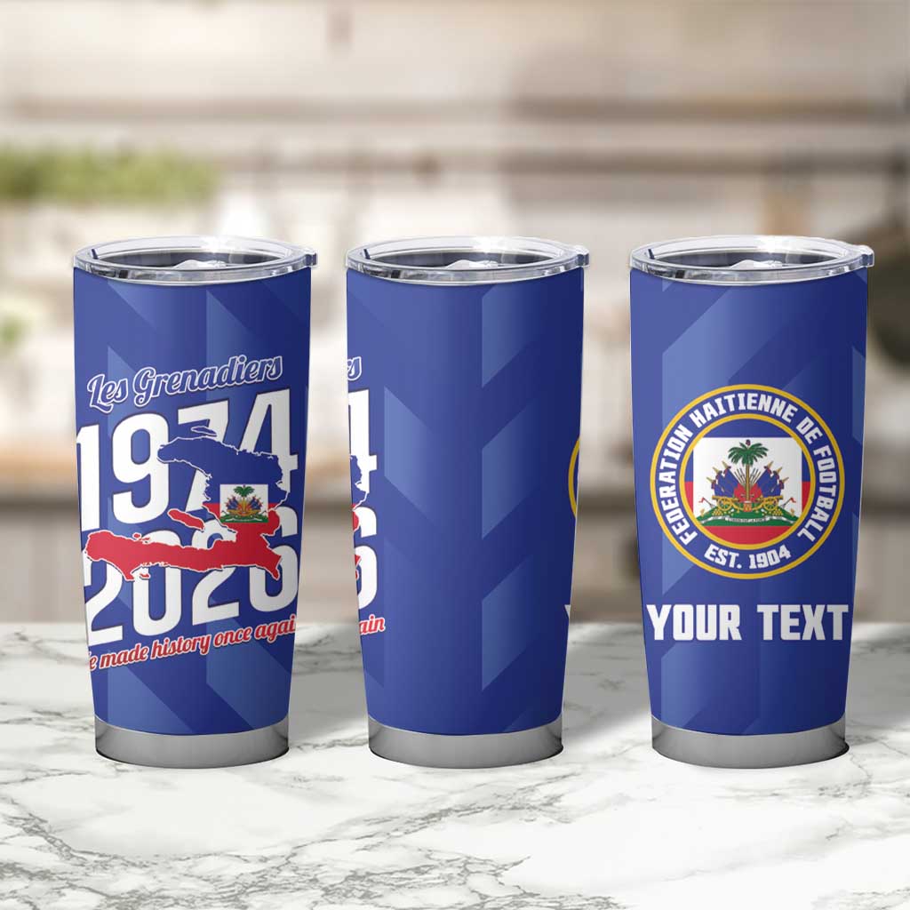 Personalized Haiti Football Tumbler Cup Les Grenadiers Made History Once Again Blue Color - Wonder Print Shop