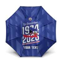 Personalized Haiti Football Umbrella Les Grenadiers Made History Once Again Blue Color - Wonder Print Shop