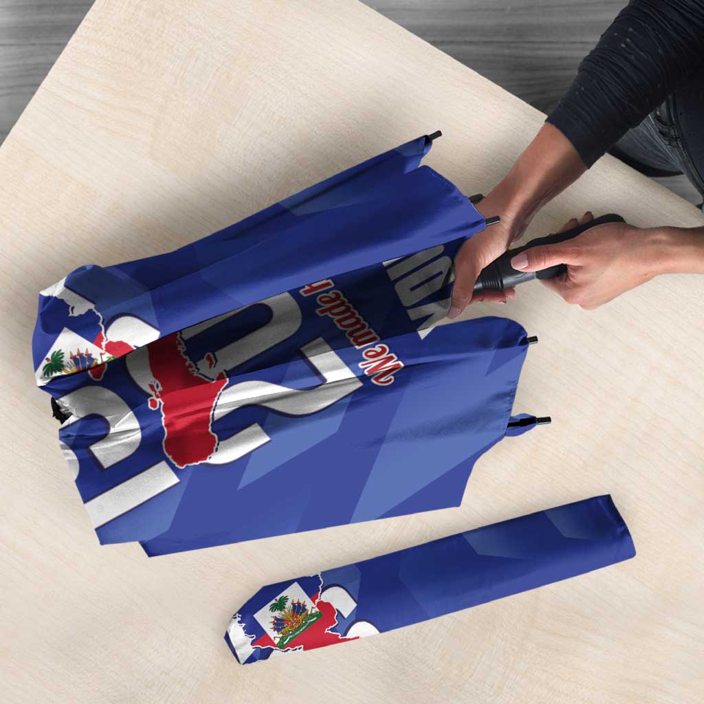 Personalized Haiti Football Umbrella Les Grenadiers Made History Once Again Blue Color - Wonder Print Shop