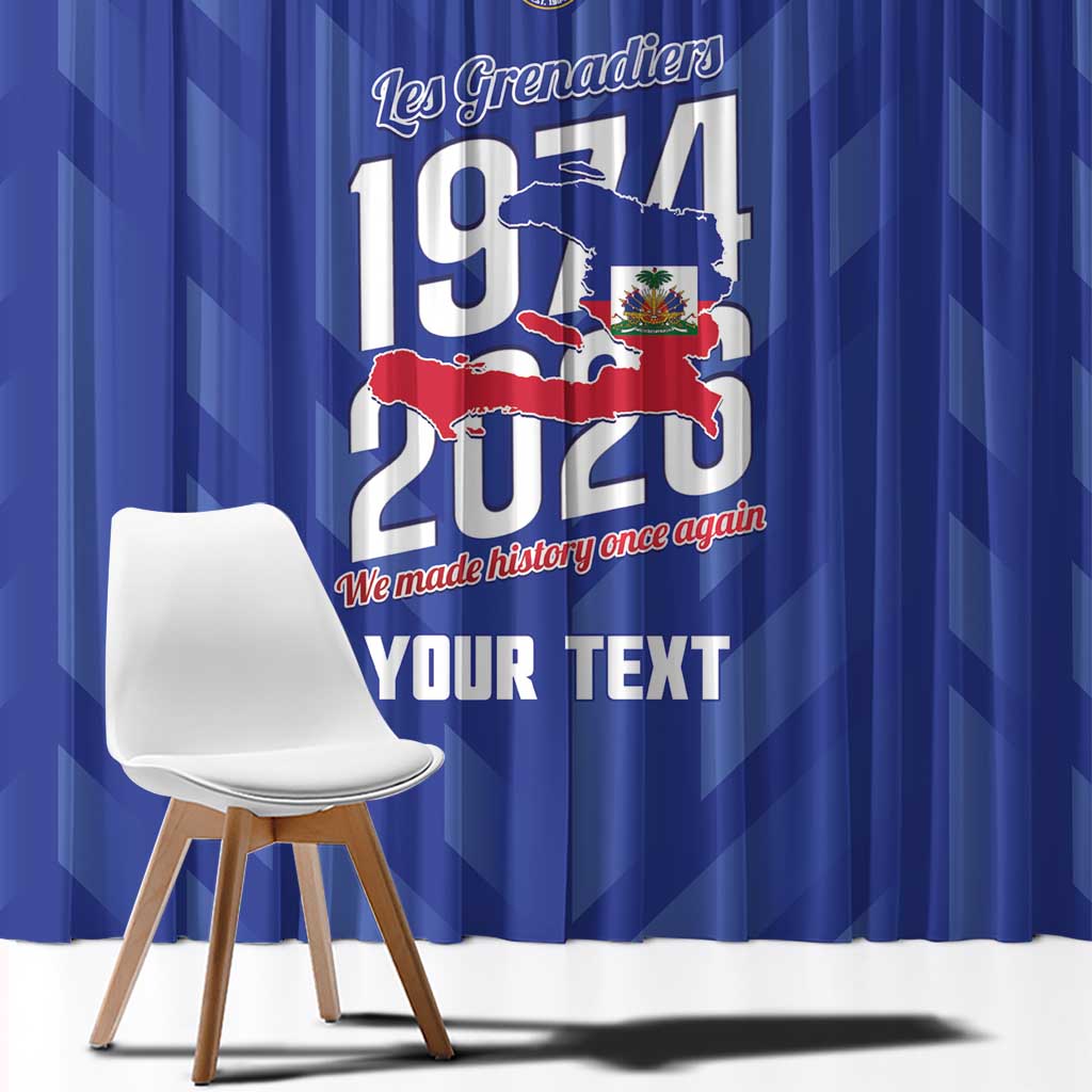 Personalized Haiti Football Window Curtain Les Grenadiers Made History Once Again Blue Color - Wonder Print Shop