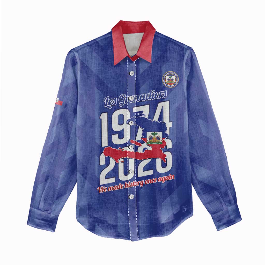 Personalized Haiti Football Women Casual Shirt Les Grenadiers Made History Once Again Blue Color - Wonder Print Shop