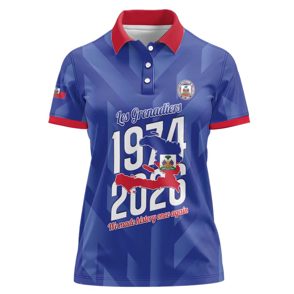 Personalized Haiti Football Women Polo Shirt Les Grenadiers Made History Once Again Blue Color - Wonder Print Shop