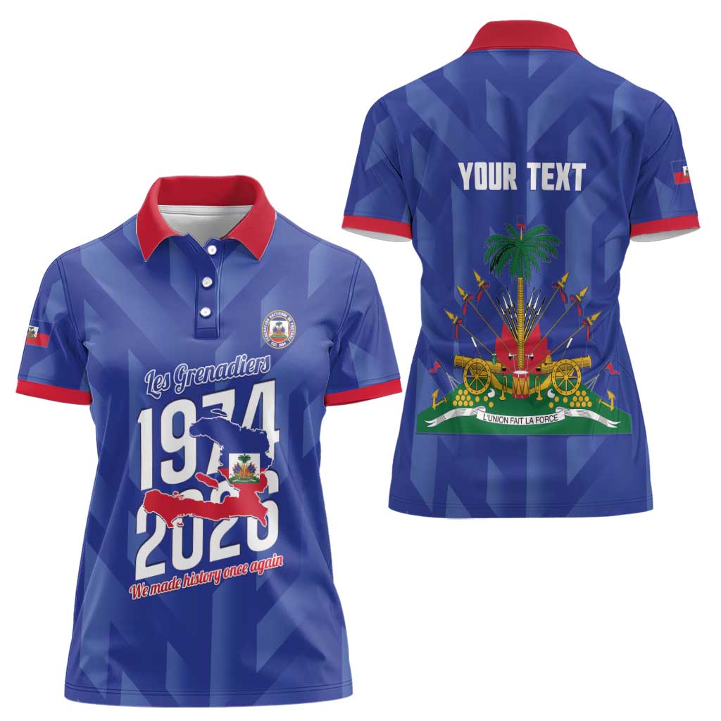 Personalized Haiti Football Women Polo Shirt Les Grenadiers Made History Once Again Blue Color - Wonder Print Shop