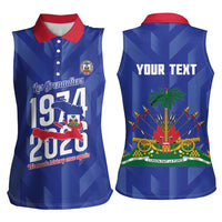 Personalized Haiti Football Women Sleeveless Polo Shirt Les Grenadiers Made History Once Again Blue Color - Wonder Print Shop