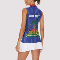 Personalized Haiti Football Women Sleeveless Polo Shirt Les Grenadiers Made History Once Again Blue Color - Wonder Print Shop