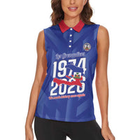 Personalized Haiti Football Women Sleeveless Polo Shirt Les Grenadiers Made History Once Again Blue Color - Wonder Print Shop