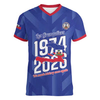 Personalized Haiti Football Women V-Neck T-Shirt Les Grenadiers Made History Once Again Blue Color - Wonder Print Shop