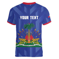 Personalized Haiti Football Women V-Neck T-Shirt Les Grenadiers Made History Once Again Blue Color - Wonder Print Shop