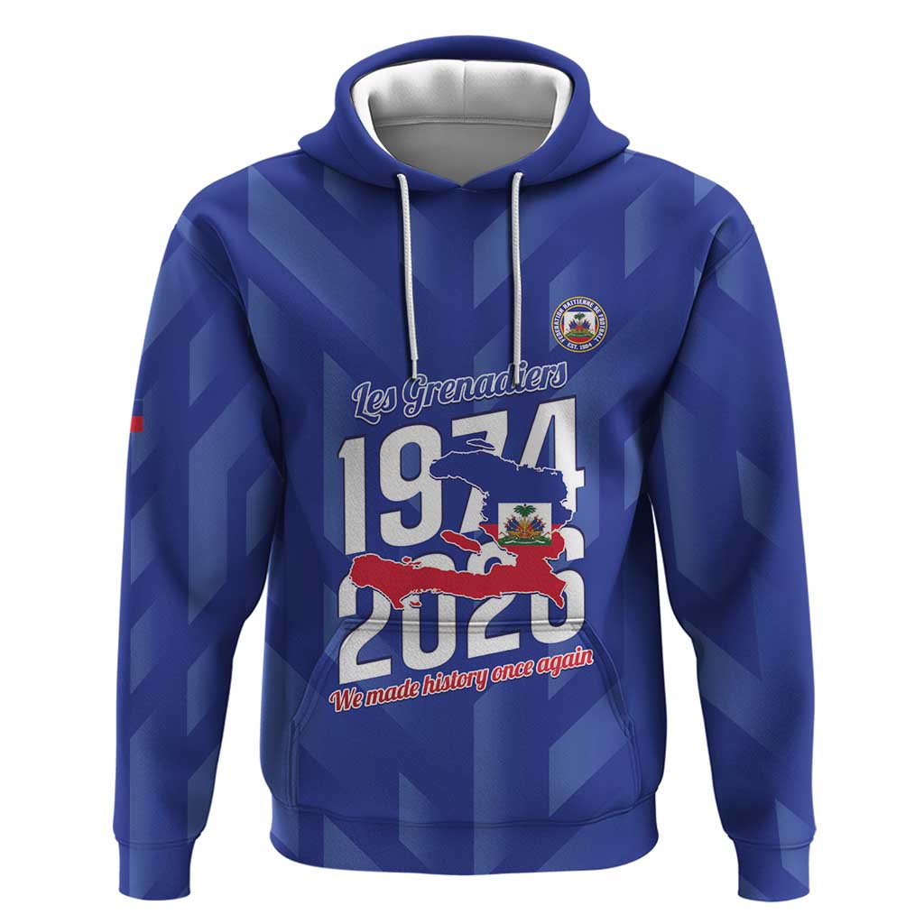 Personalized Haiti Football Zip Hoodie Les Grenadiers Made History Once Again Blue Color - Wonder Print Shop