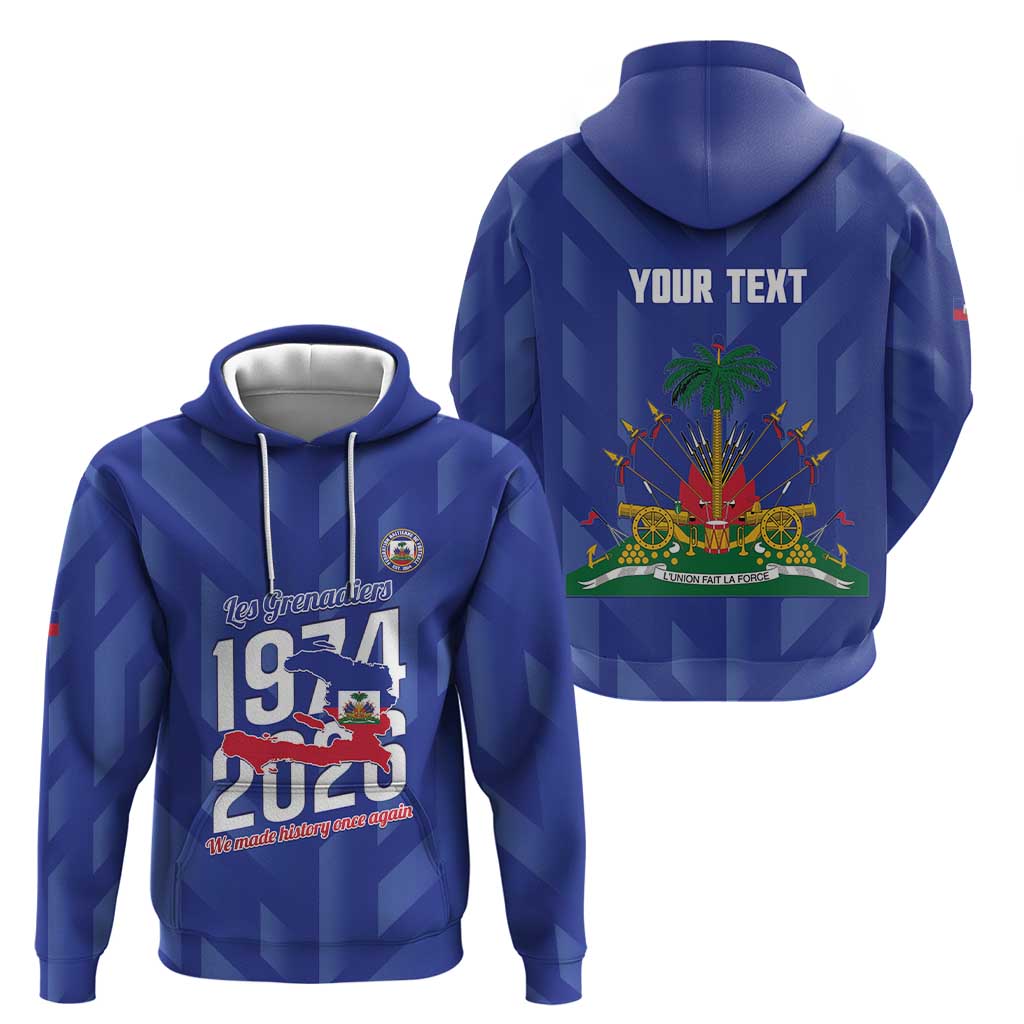 Personalized Haiti Football Zip Hoodie Les Grenadiers Made History Once Again Blue Color - Wonder Print Shop