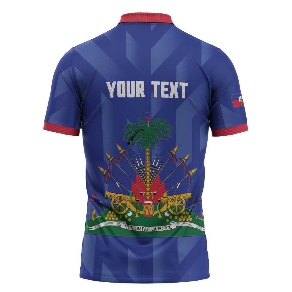 Personalized Haiti Football Zipper Polo Shirt Les Grenadiers Made History Once Again Blue Color - Wonder Print Shop