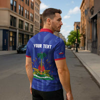 Personalized Haiti Football Zipper Polo Shirt Les Grenadiers Made History Once Again Blue Color - Wonder Print Shop