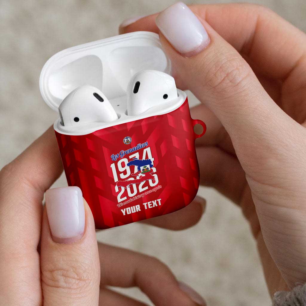 Personalized Haiti Football AirPods Case Les Grenadiers Made History Once Again Red Color - Wonder Print Shop