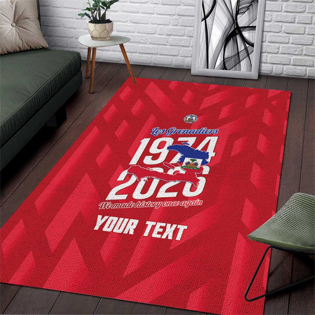 Personalized Haiti Football Area Rug Les Grenadiers Made History Once Again Red Color - Wonder Print Shop