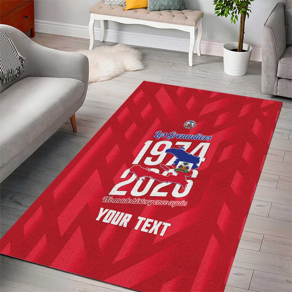 Personalized Haiti Football Area Rug Les Grenadiers Made History Once Again Red Color - Wonder Print Shop