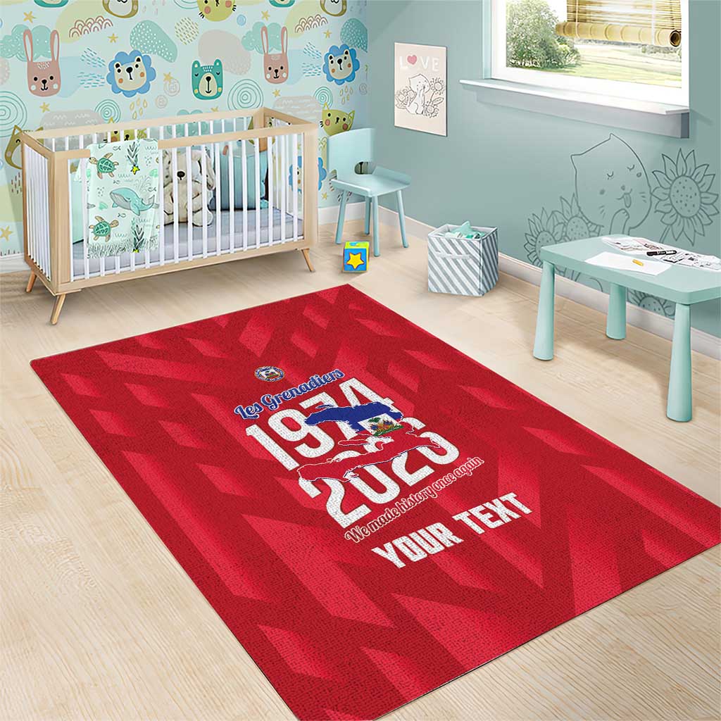 Personalized Haiti Football Area Rug Les Grenadiers Made History Once Again Red Color - Wonder Print Shop