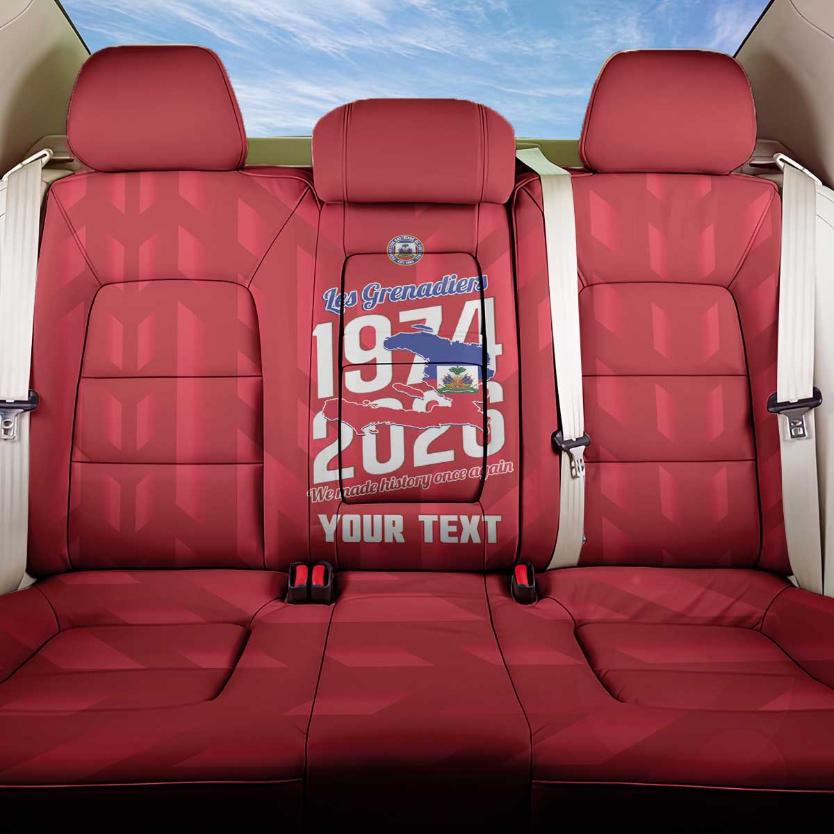 Personalized Haiti Football Back Car Seat Cover Les Grenadiers Made History Once Again Red Color - Wonder Print Shop